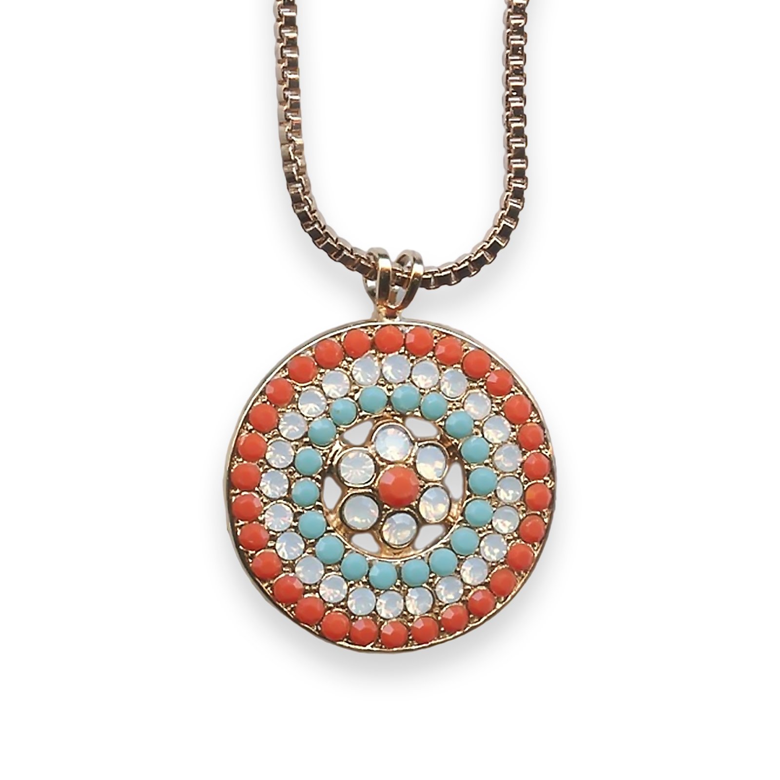 N-5078-1L-M48-82-RG (1) Necklace Pendant By Mariana Sassy Turquoise Mineral and Opal Swarovski Crystals - Image 1