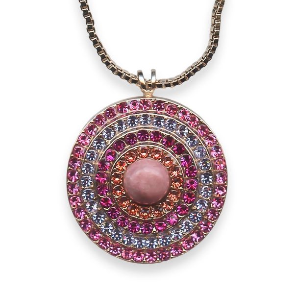 Necklace Pendant by Mariana Joy Coll. Lovely Lt Rose, Violet, Fuchsia, & Rose Peach Austrian Crystals