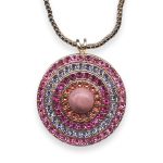 Necklace Pendant by Mariana Joy Coll. Lovely Lt Rose, Violet, Fuchsia, & Rose Peach Austrian Crystals - Image 2