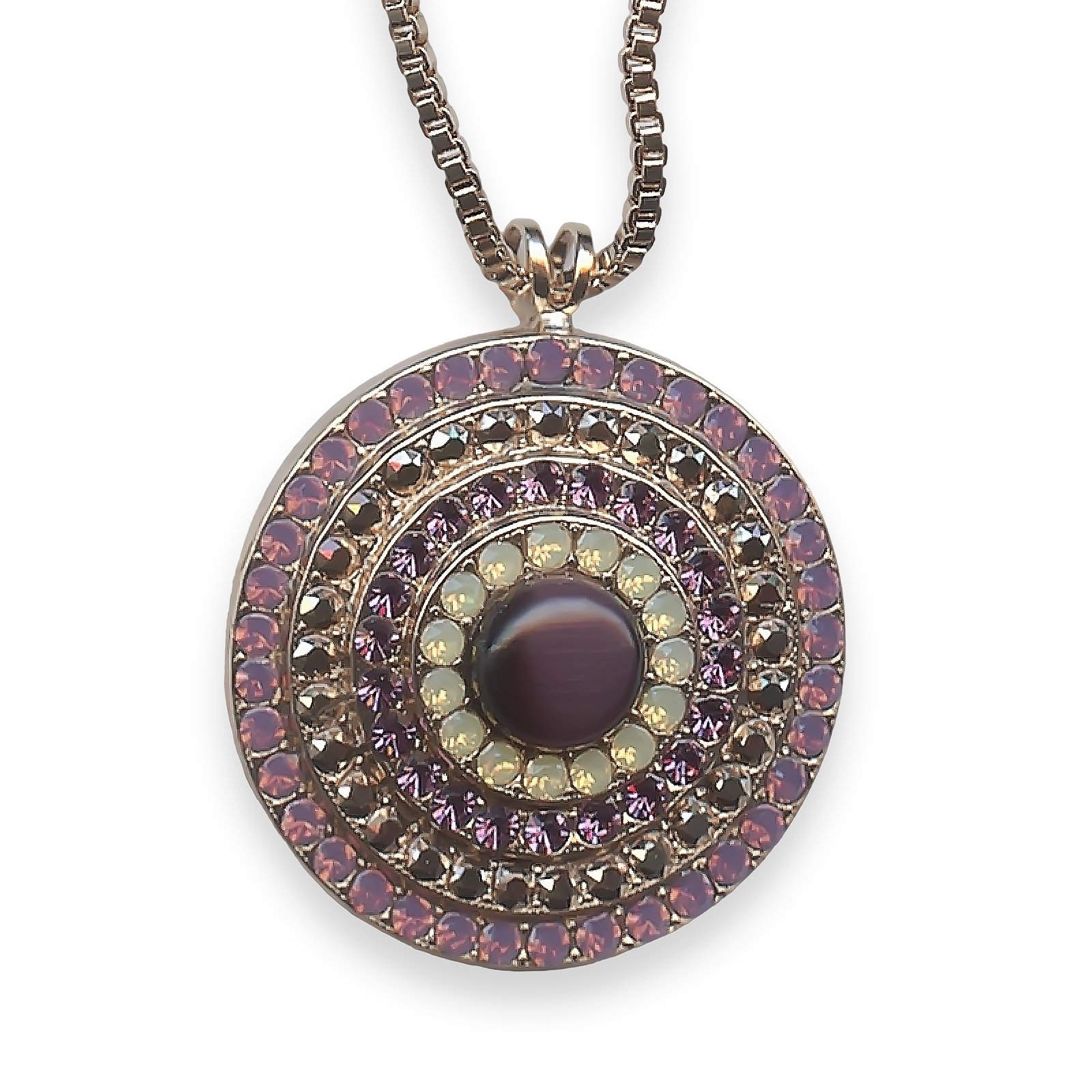 N-5078L-1072-RG (1) Necklace Pendant by Mariana Bohemian Rhapsody Coll. Glitzy Aurum, Cyclamen Opal, Amethyst, & Sand Opal Austrian Crystals - Image 1