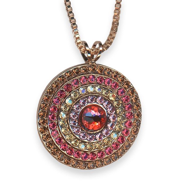 Necklace Pendant by Mariana Gingerbread Coll. Exquisite Lt Smoked Topaz, Indian Pink, Golden Shadow, Lt Rose, & Padparadscha Austrian Crystals