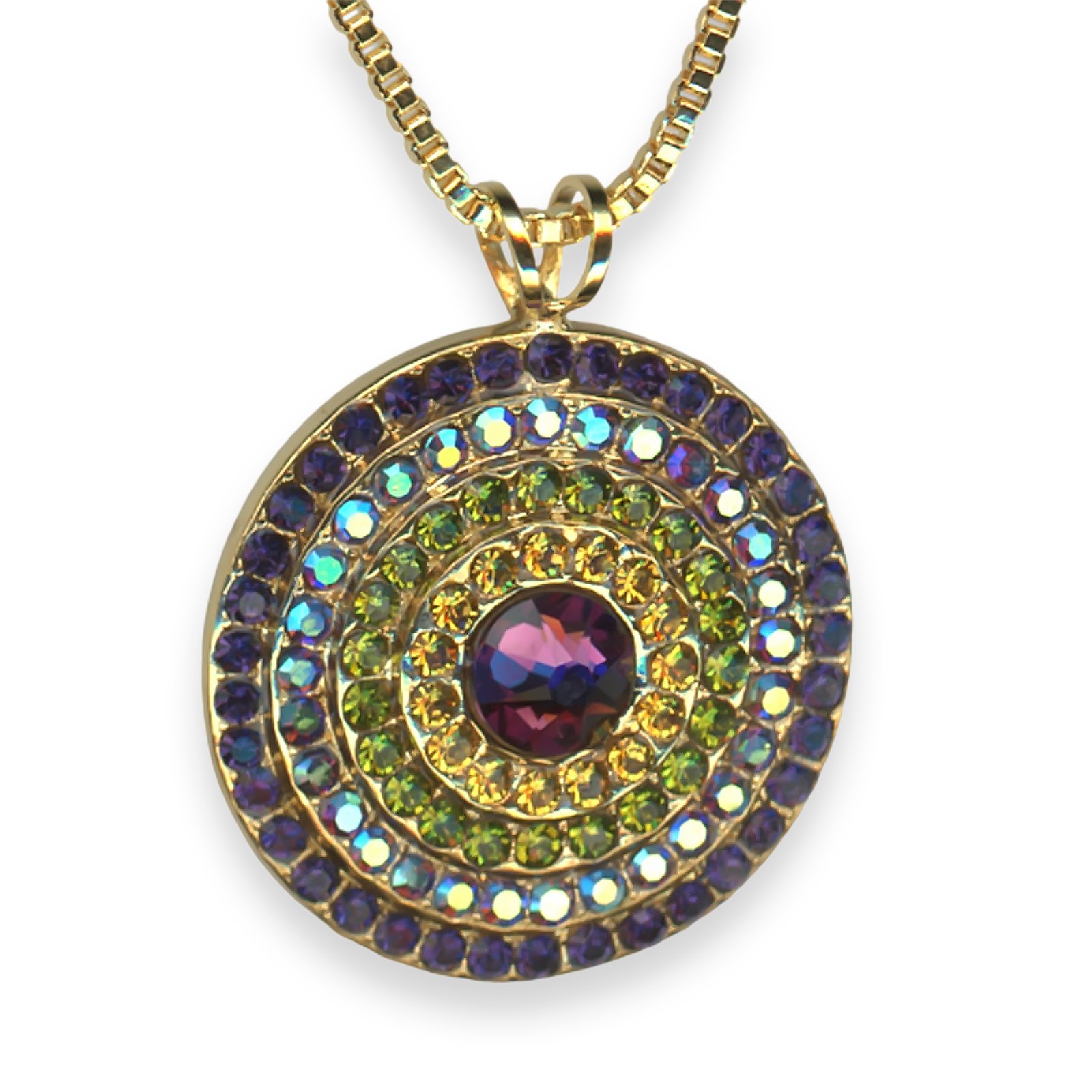 N-5078L-1116-YG (1) Necklace Pendant by Mariana Winter Wonderland Coll. Charming Purple, AB, Olivine, Yellow, & Amethyst Austrian Crystals - Image 1