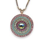 Necklace Pendant by Mariana Woman Perfect Rose and Chrysolite Swarovski Crystals