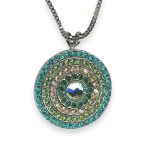 Necklace Pendant by Mariana Circle Of Life Coll. Adorable Teal. Fern Green, Golden Shadow, Emerald, & Sun Kissed Peridot Austrian Crystals