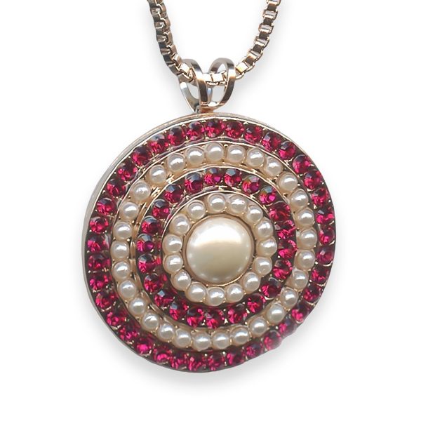 Necklace Pendant by Mariana My Treasures Coll. Lovely Cream Pearl & Indian Pink Austrian Crystals