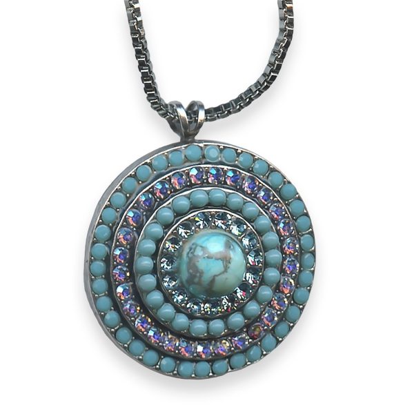 Necklace Pendant by Mariana Bliss Coll. Elegant Turq, Viitral Med, & Aquamarine Austrian Crystals