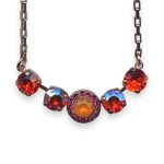 Necklace Pendant by Mariana Lady Marmalade Coll. Stunning Hyacinth, Siam, Fuchsia, & Orange Opal Austrian Crystals