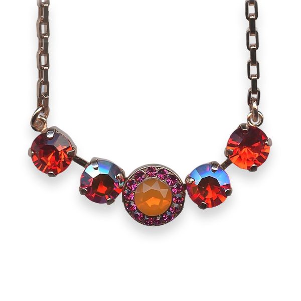 Necklace Pendant by Mariana Lady Marmalade Coll. Stunning Hyacinth, Siam, Fuchsia, & Orange Opal Austrian Crystals