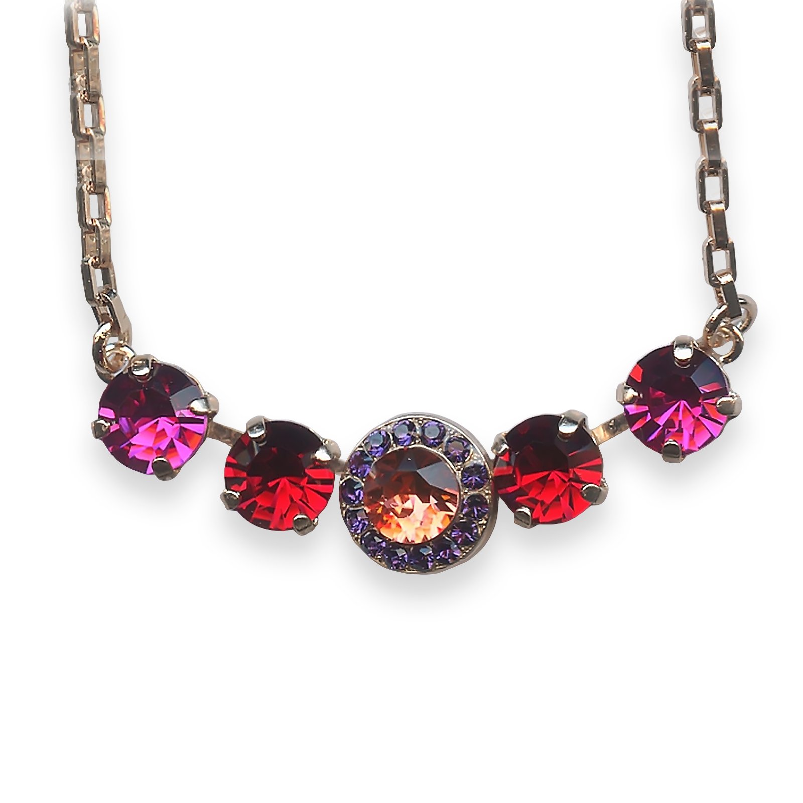 N-5084-1091-RG (1) Necklace Pendant by Mariana Xenia Coll. Charming Fuchsia, Ruby, Purple Velvet, & Peach Austrian Crystals - Image 1