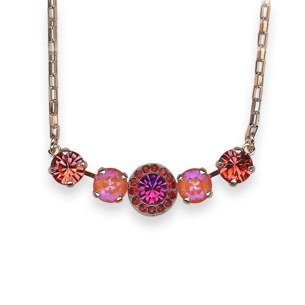 Necklace Pendant by Mariana Sorbet Delight Winter 2021 Coll. Sassy Padparadscha, Mandarin Delite, Siam, & Fuchsia Austrian Crystals