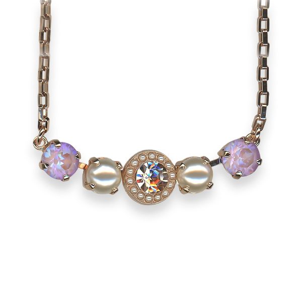 Necklace Pendant by Mariana Woman Lovely Pearl and Vintage Rose Swarovski Crystals