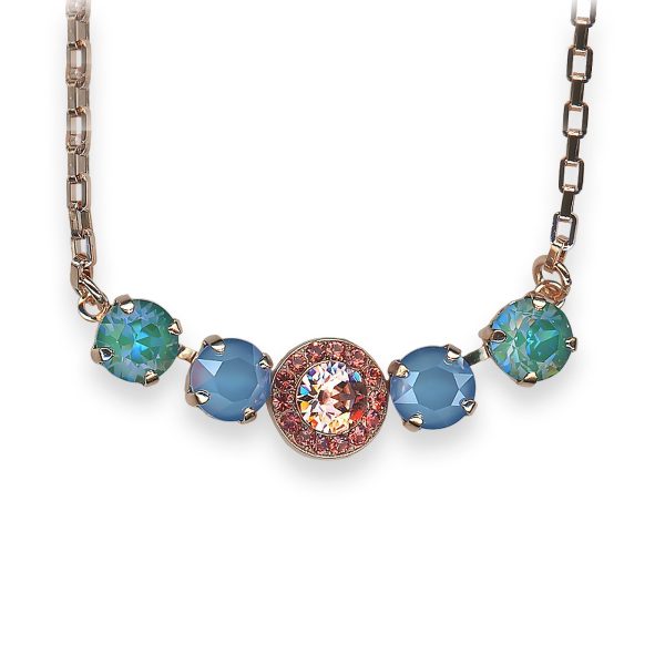 Necklace Pendant by Mariana Bird Of Paradise Coll. Glamorous Laguna Delite, Aqua Matt, Padparadscha, & Rose Peach Austrian Crystals