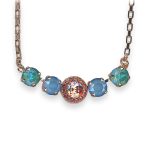 Necklace Pendant by Mariana Bird Of Paradise Coll. Glamorous Laguna Delite, Aqua Matt, Padparadscha, & Rose Peach Austrian Crystals - Image 2