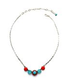 Necklace Pendant By Mariana Woman Fab Blue Turquoise and Red Swarovski Crystals - Image 3