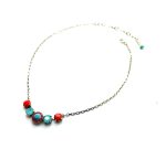 Necklace Pendant By Mariana Woman Fab Blue Turquoise and Red Swarovski Crystals - Image 2