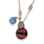 Necklace Pendant by Mariana Poppy Coll. Stunning Deep Red, Teal, & Sun Kissed Ocean Austrian Crystals