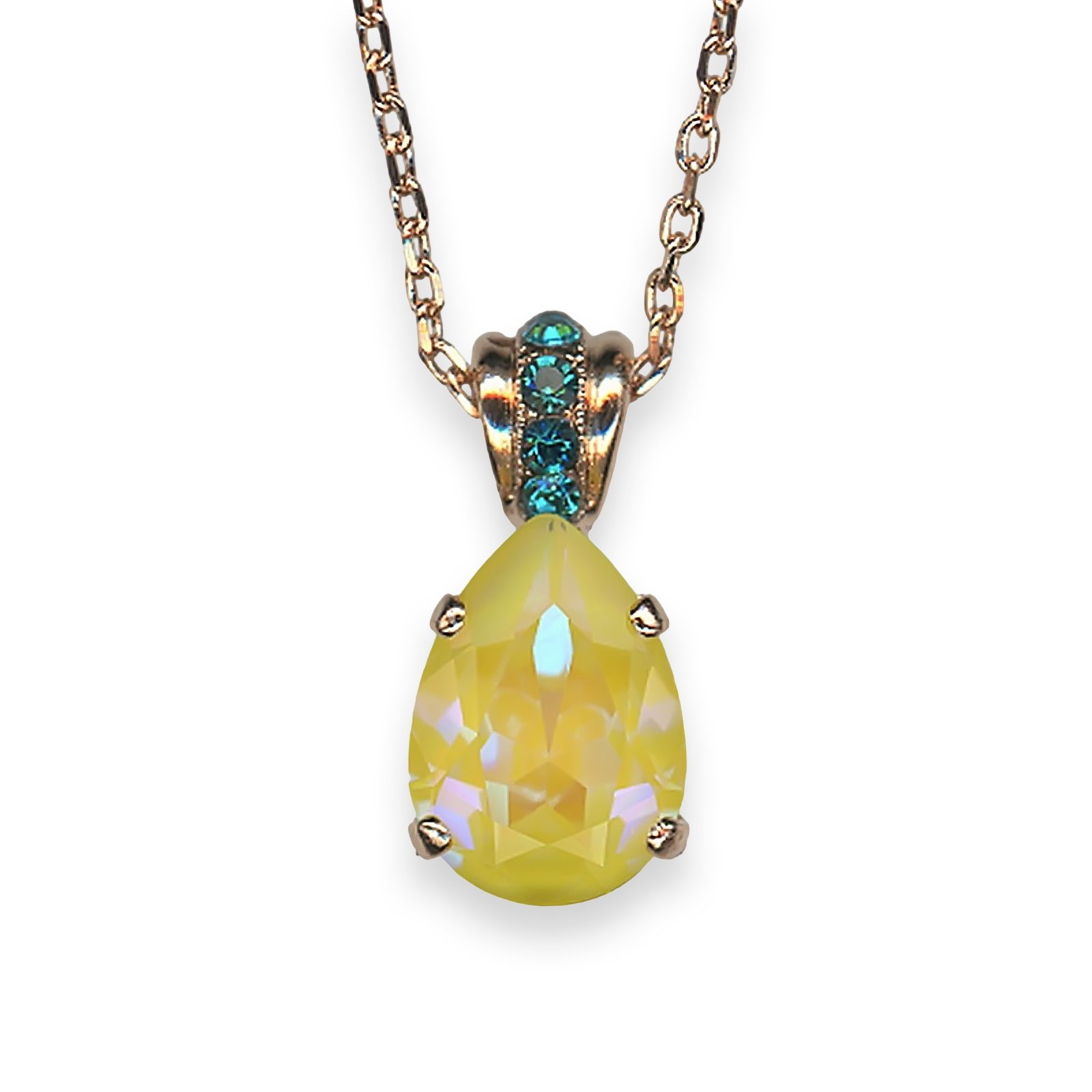N-5312-1909-RG (1) Necklace Pendant by Mariana Poppy Coll. Shimmering Sun Kissed Sunshine & Teal Austrian Crystals - Image 1