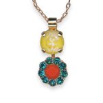 Necklace Pendant by Mariana Poppy Coll. Adorable Sun Kissed Sunshine, Coral, & Teal Austrian Crystals