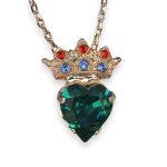 Necklace Pendant by Mariana Poppy Coll. Heart Shaped Emerald, Red, & Sapphire Austrian Crystals