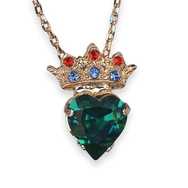 Necklace Pendant by Mariana Poppy Coll. Heart Shaped Emerald, Red, & Sapphire Austrian Crystals