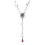 Necklace Pendant by Mariana Woman Fab Fuchsia and Teal Swarovski Crystals