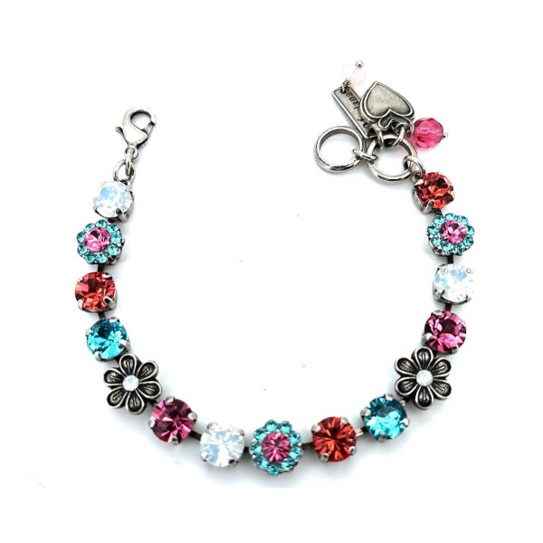 Bracelet By Mariana Woman Gorgeous Rose and Aquamarine Swarovski Crystals