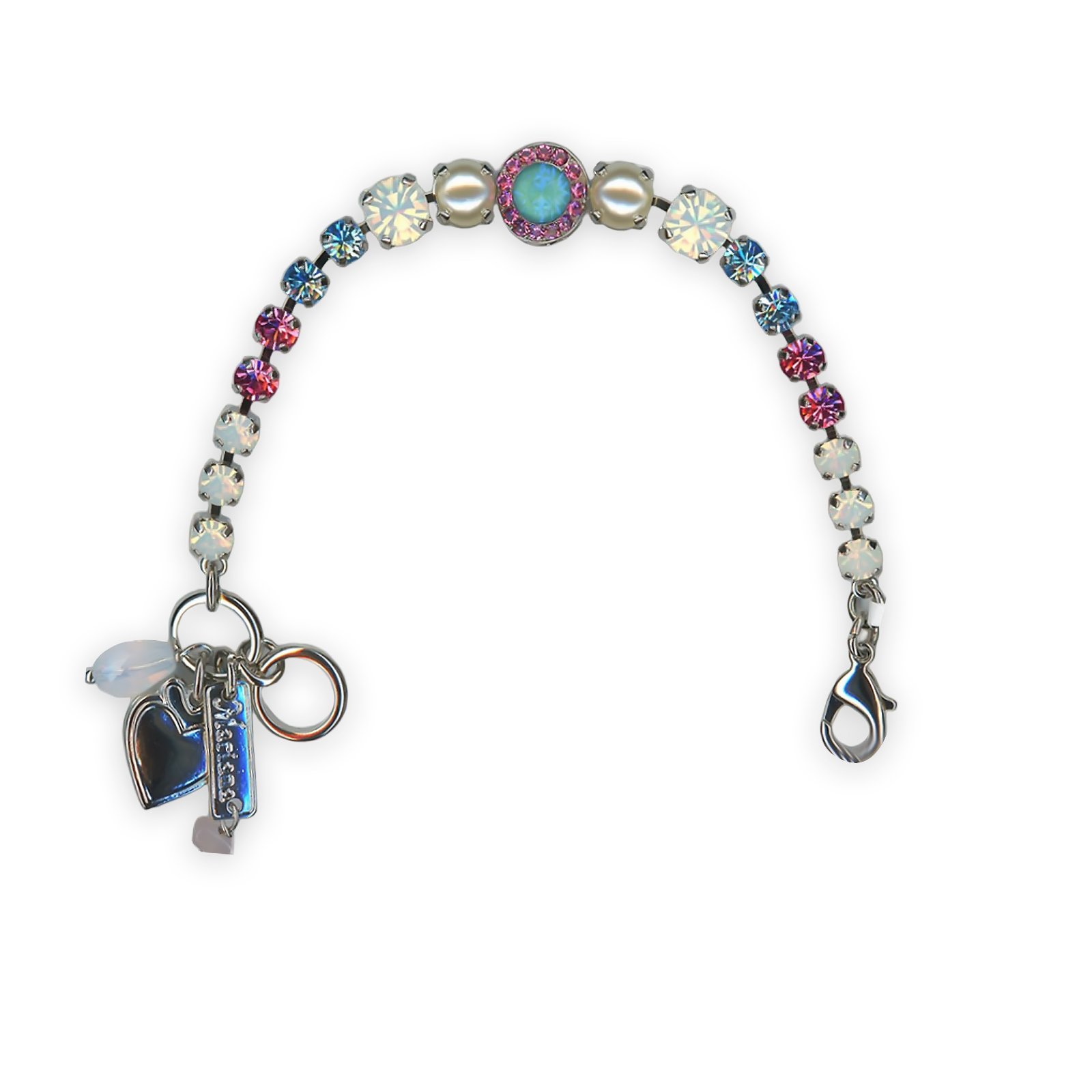 B-4084-1-1146-SP (1) Bracelet by Mariana Banana Split Coll. Timeless White Opal, Rose, Aquamarine, Sun Kissed Aqua, & Coated Pearl Austrian Crystals - Image 1