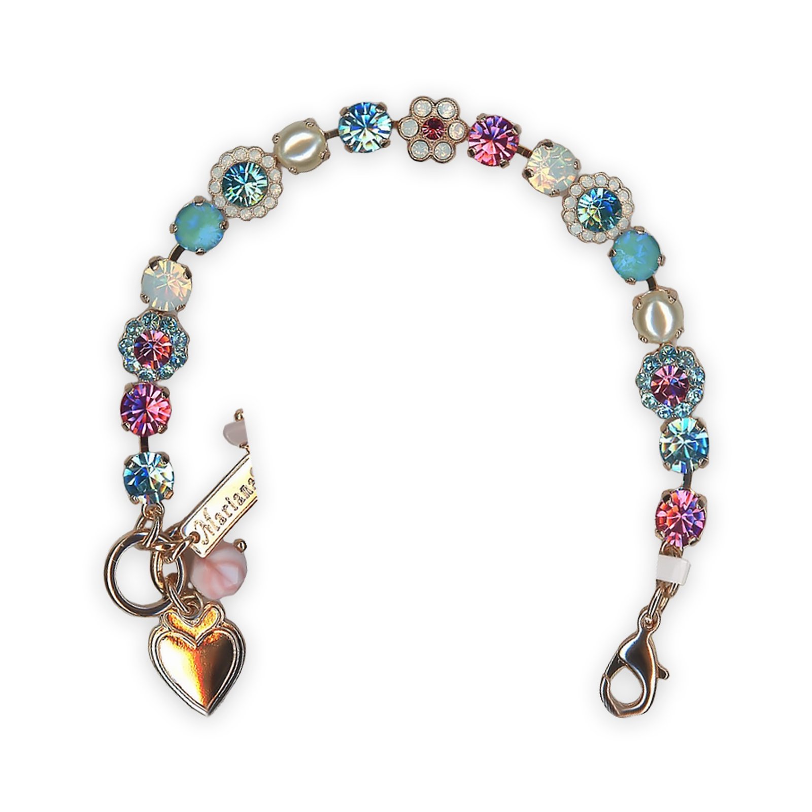 B-4173-3-1146-RG (1) Bracelet By Mariana Woman Fab Aquamarine and White Opal Swarovski Crystals - Image 1