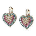 Earrings by Mariana Banana Split Coll. Heart Encrusted Aquamarine, Rose, Coated Pearl, & White Opal Austrian Crystals - Image 3
