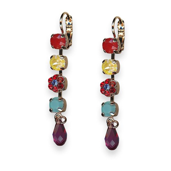 Earrings by Mariana Pretty Woman Coll. Dangling Royal Red, Sunshine Delight, Siam, Aqua Blue, Fuchsia, & Turq Austrian Crystals