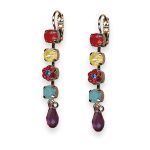 Earrings by Mariana Pretty Woman Coll. Dangling Royal Red, Sunshine Delight, Siam, Aqua Blue, Fuchsia, & Turq Austrian Crystals - Image 3