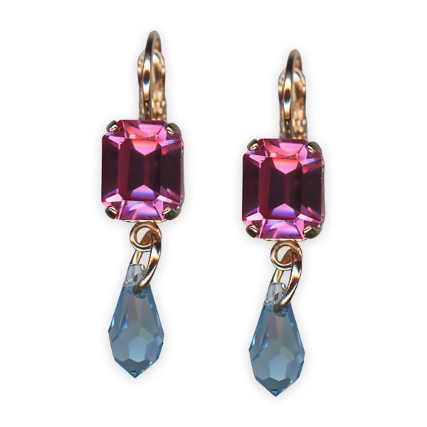 Earrings by Mariana Banana Split Coll. Gorgeous Rose & Aquamarine Austrian Crystals