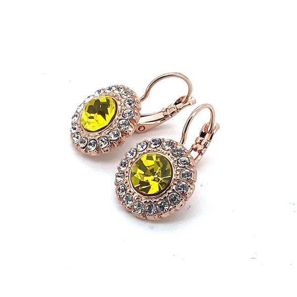 Earrings By Mariana Woman Floral Lt. Yellow and Clear Swarovski Crystals
