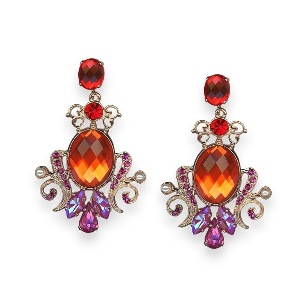 Earrings by Mariana Woman Sassy Orange and Rose Swarovski Crystals