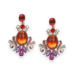 Earrings by Mariana Woman Sassy Orange and Rose Swarovski Crystals - Image 2