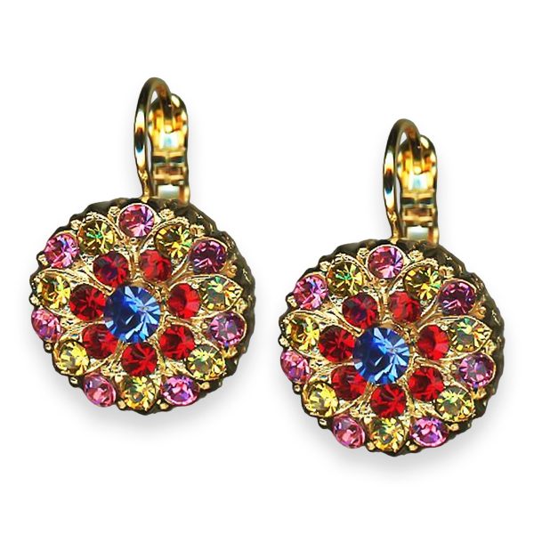 Earrings by Mariana Pretty Woman Coll. Dainty Floral Lt Rose, Yellow, Siam, & Royal Blue Austrian Crystals