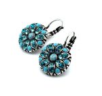 Earrings By Mariana Woman Floral Turquoise and Aquamarine Swarovski Crystals