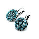 Earrings By Mariana Woman Floral Turquoise and Aquamarine Swarovski Crystals