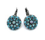 Earrings By Mariana Woman Floral Turquoise and Aquamarine Swarovski Crystals - Image 2
