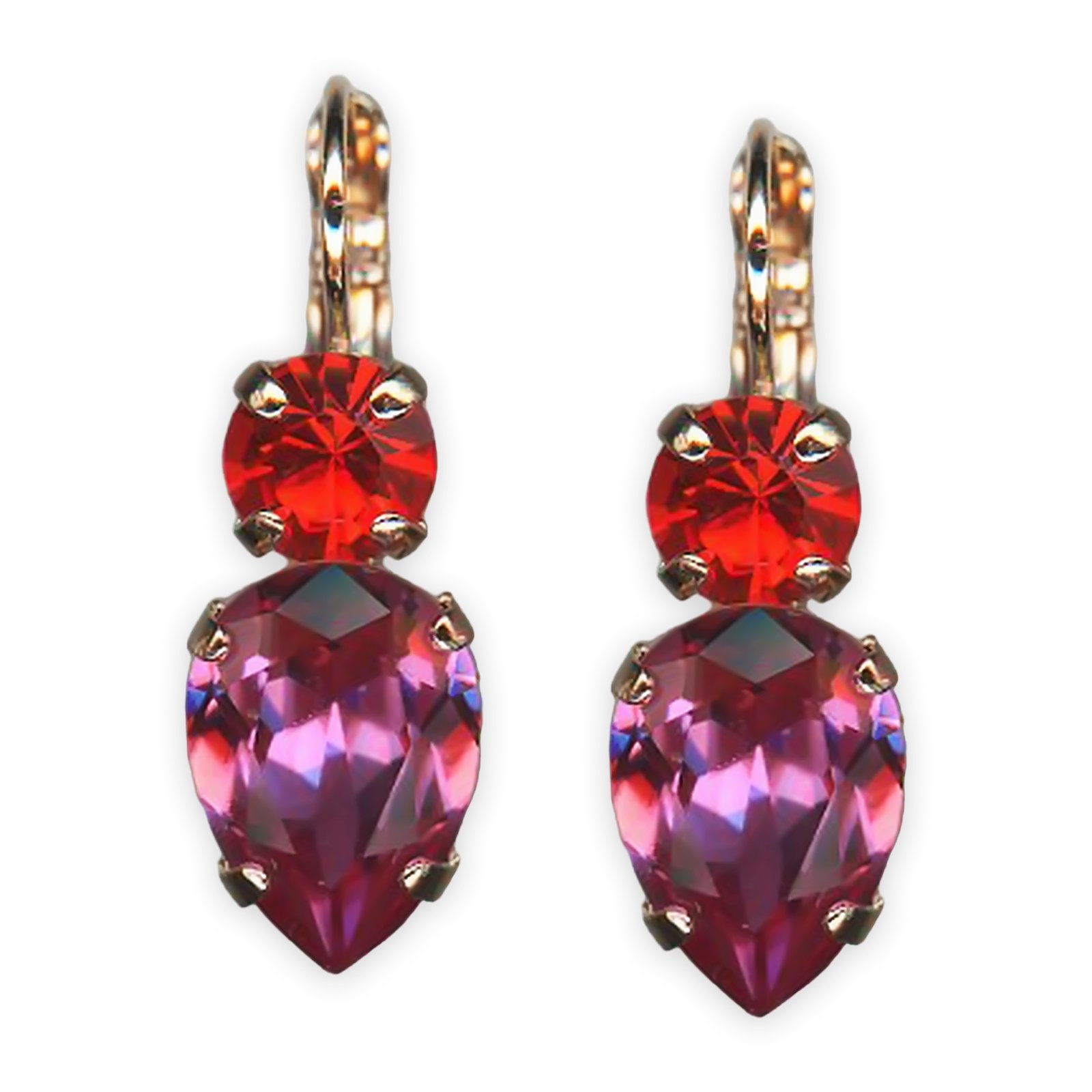 E-1030-35-1166-RG6 (1) Earrings by Mariana Roxanne Coll. Simply Elegant Siam & Rose Austrian Crystals - Image 1