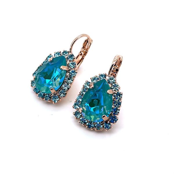 Earrings By Mariana Shimmering Laguna Delight and Aquamarine Swarovski Crystals