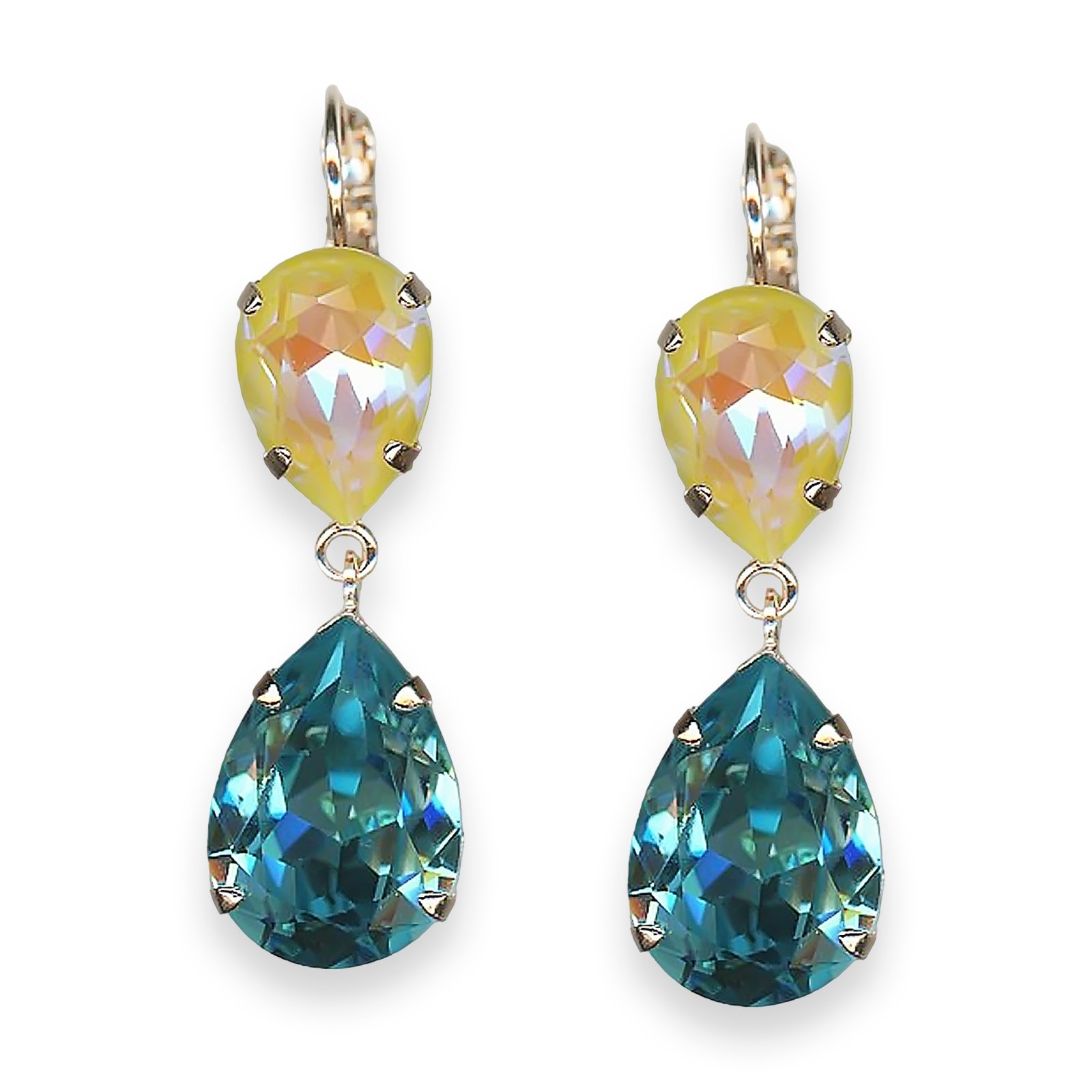 E-1032-40-1161-RG6 (1) Earrings by Mariana Pretty Woman Coll. Fab Sunshine Delight & Aqua Blue Austrian Crystals - Image 1