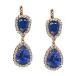 Earrings by Mariana Electric Blue Coll. Fab Dangling Royal Blue & White Opal Austrian Crystals