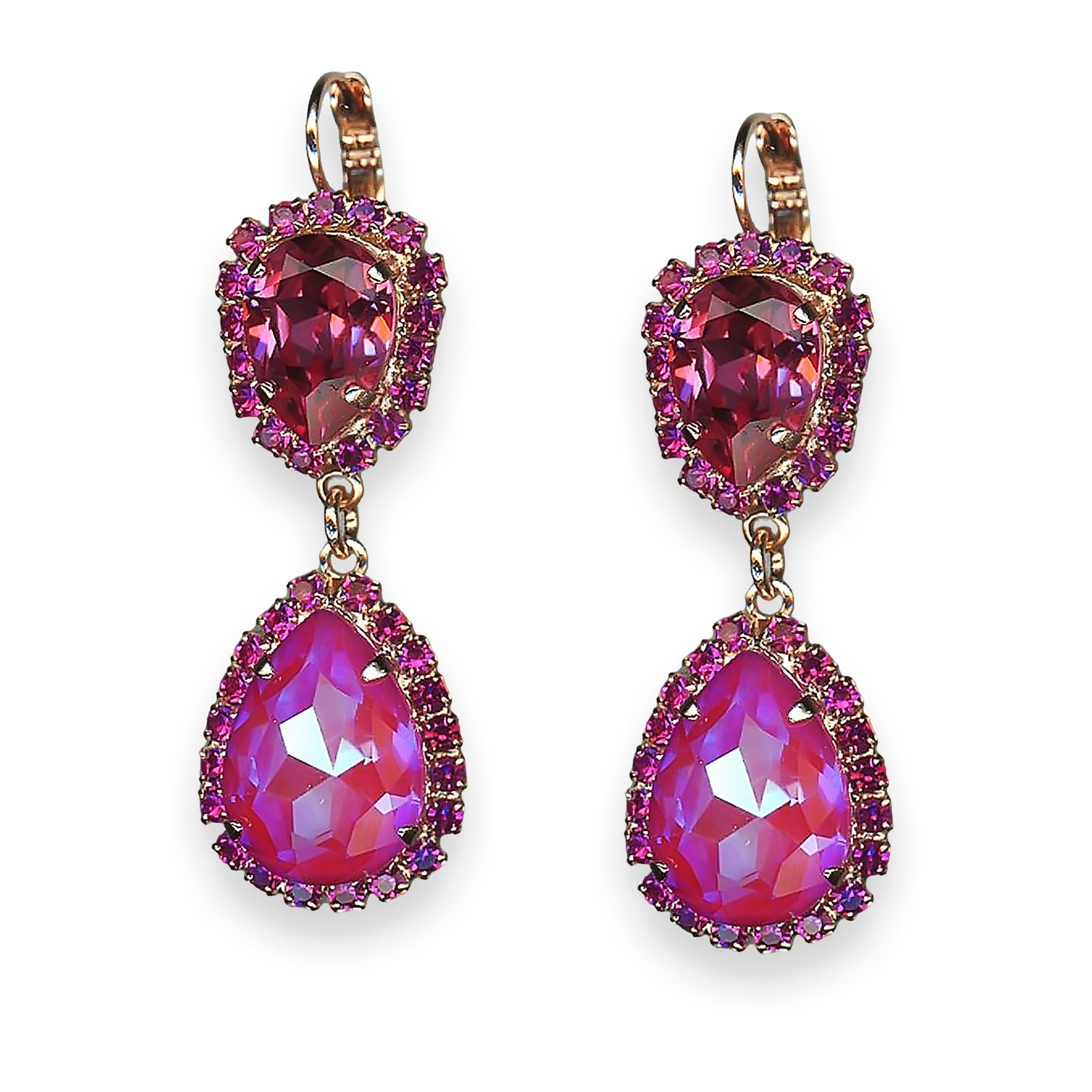 E-1032-41-1166-RG6 (1) Earrings by Mariana Woman Classy Rose and Sun Kissed Blush Swarovski Crystals - Image 1