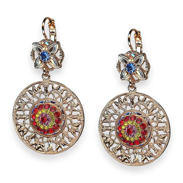 Earrings by Mariana Pretty Woman Coll. Boho Chic Royal Blue, Siam, Yellow, & Lt Rose Austrian Crystals
