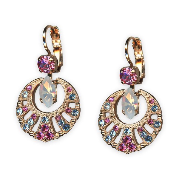 Earrings by Mariana Banana Split Coll. Sophisticated Rose, White Opal, & Aquamarine Austrian Crystals