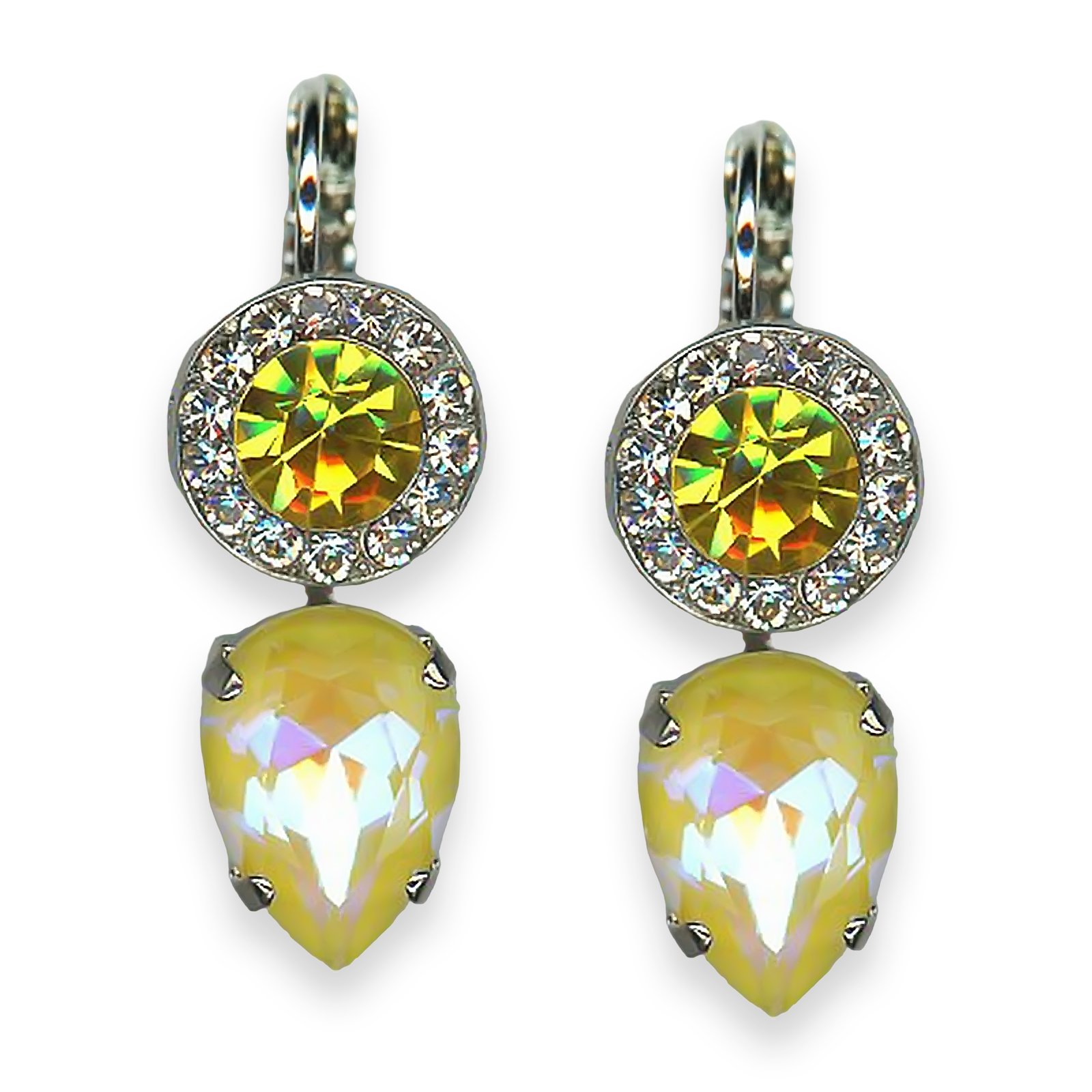 E-1040-1164-SP6 (1) Earrings by Mariana Fields of Gold Coll. Dangling Lt Yellow, Sunshine Delight, & Clear Austrian Crystals - Image 1
