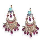 Earrings by Mariana Pretty Woman Coll. Boho Gypsy Aqua Blue, Siam, Royal Blue, & Fuchsia Austrian Crystals