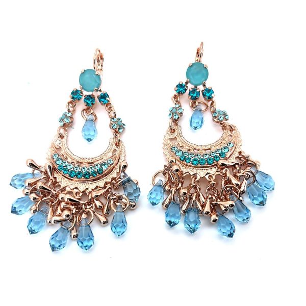Earrings By Mariana Woman Boho Chic Aquamarine and Blue Zircon Swarovski Crystals