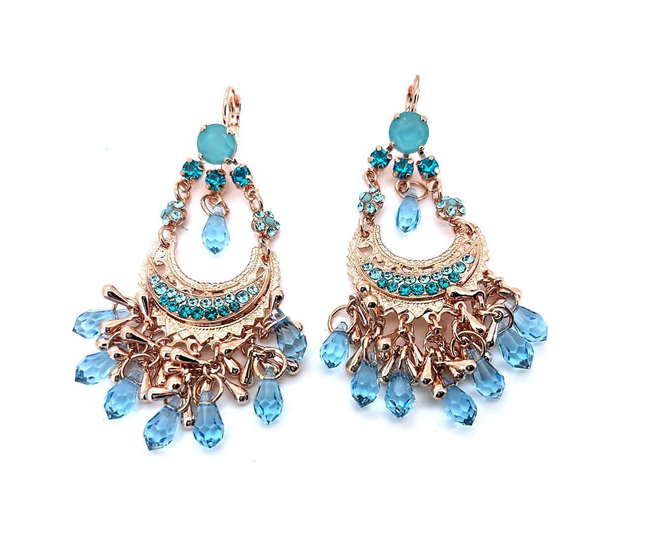 E-1043-1162-RG6 (1) Earrings By Mariana Woman Boho Chic Aquamarine and Blue Zircon Swarovski Crystals - Image 1